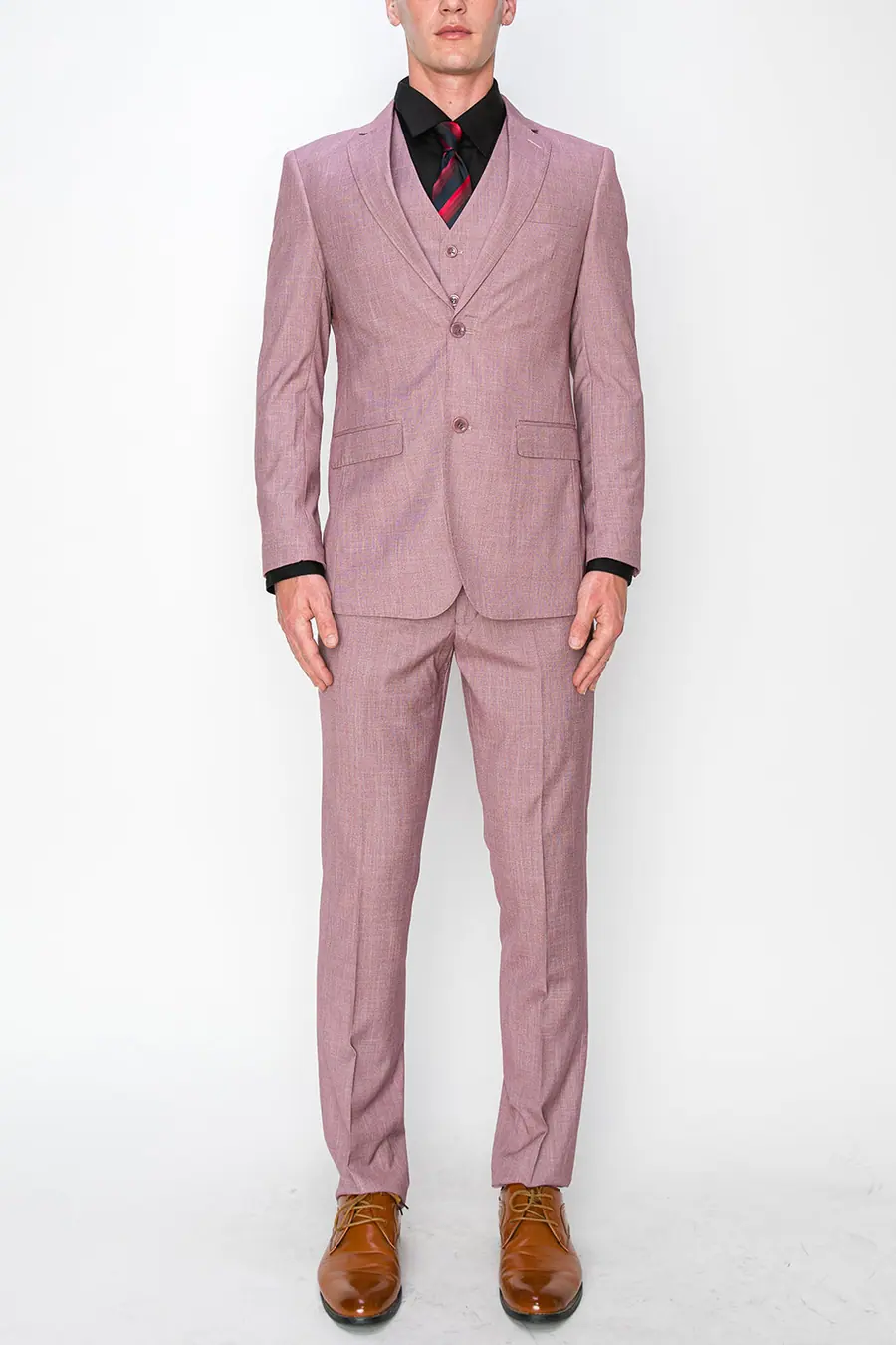 Pink 3 Piece Textured Suit
