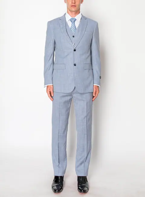 Light Blue 3 Piece Textured Suit
