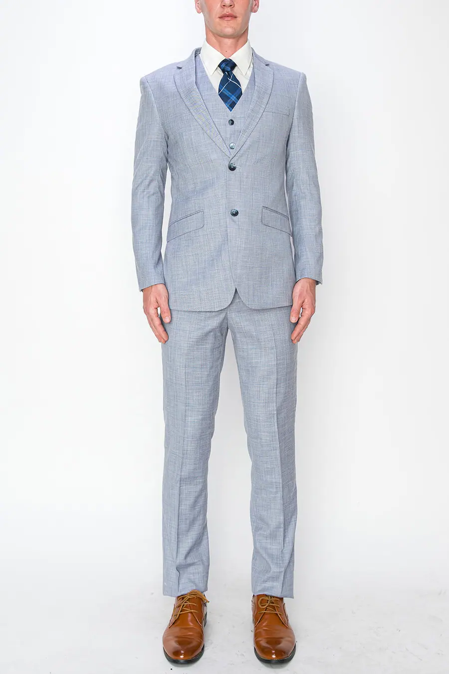 Powder Blue 3 Piece Textured Suit