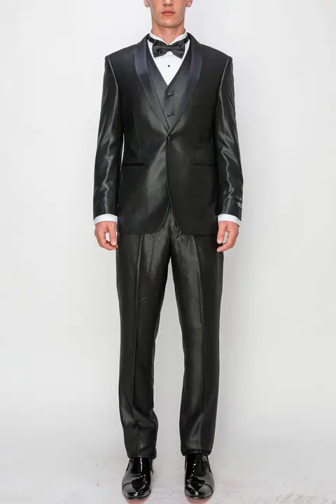 Shiny Black 3 Piece Slim Fit Tuxedo