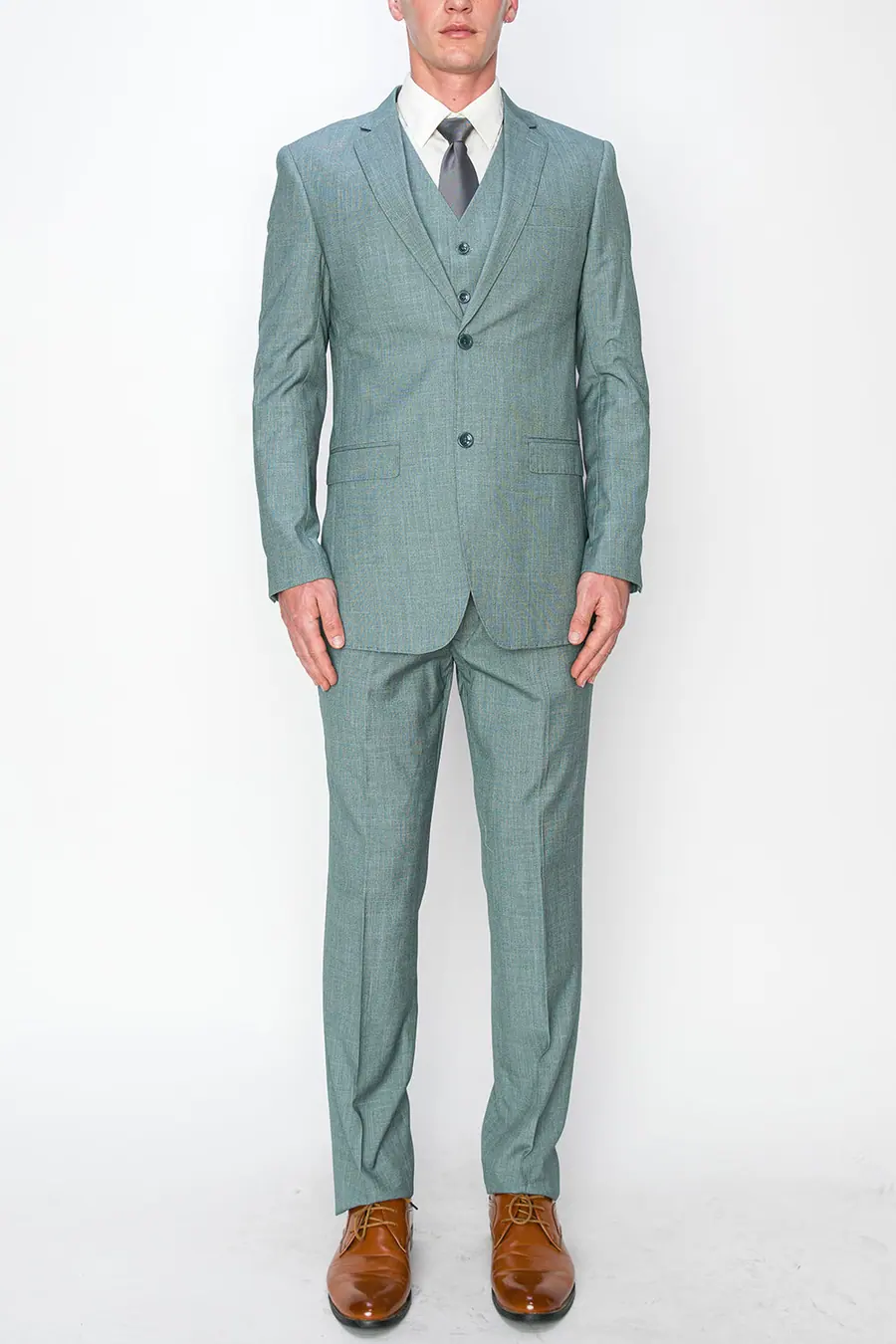 Shiny Black 3 Piece Textured Suit