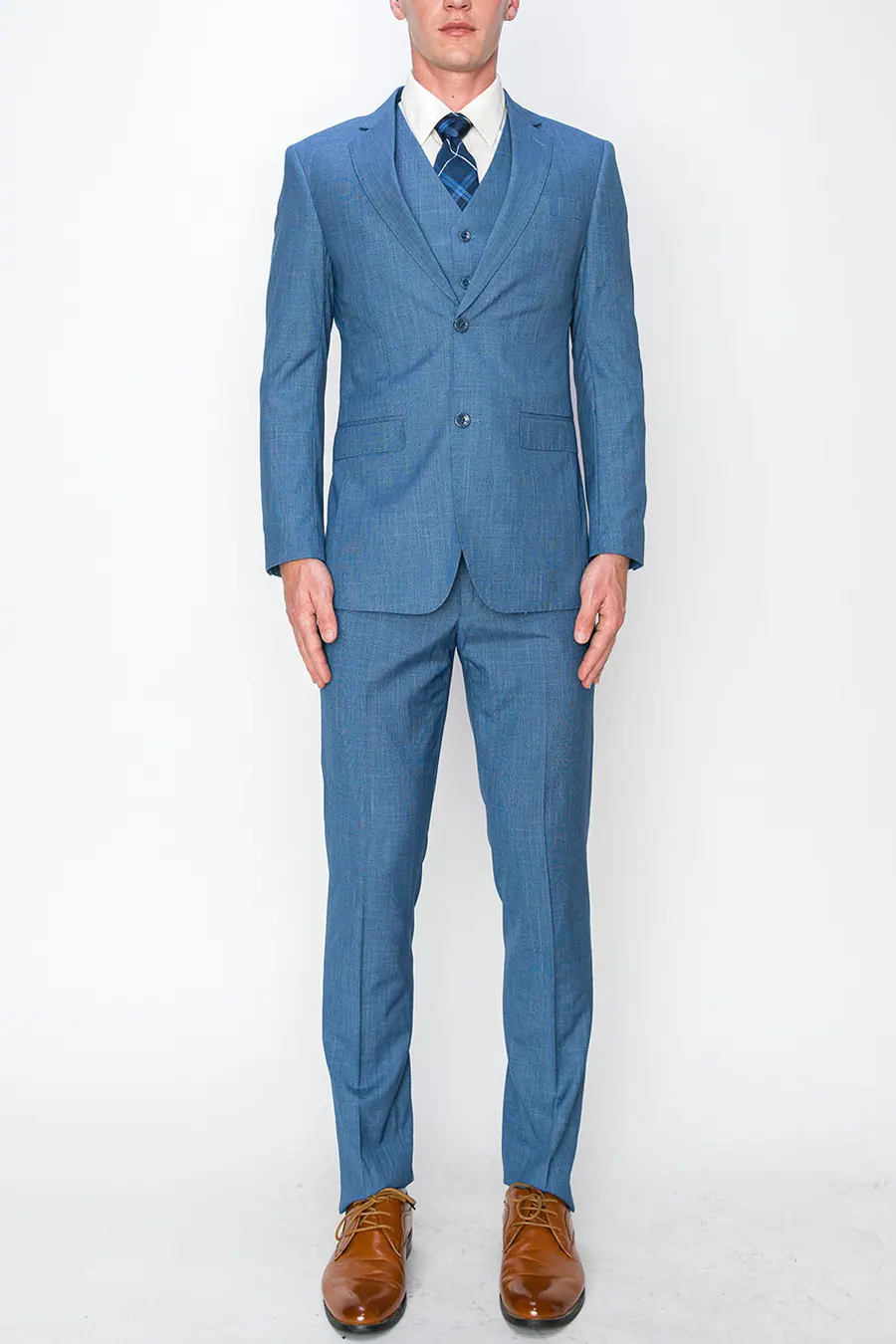 Blue 3 Piece Textured Suit