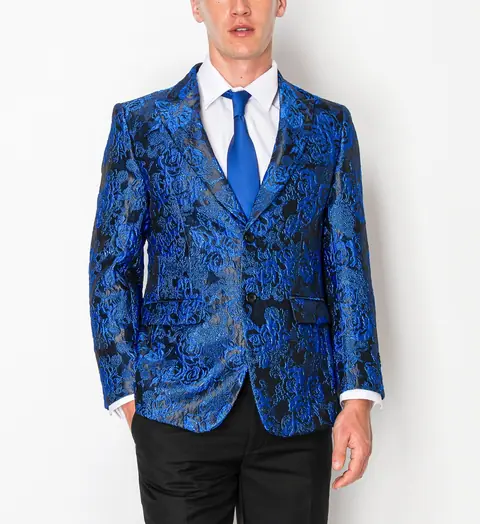 Shiny Blue Patterned Jacket
