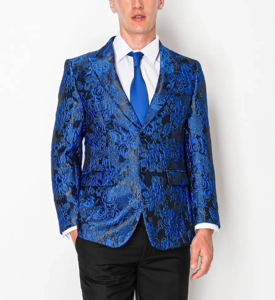 Shiny Blue Patterned Jacket