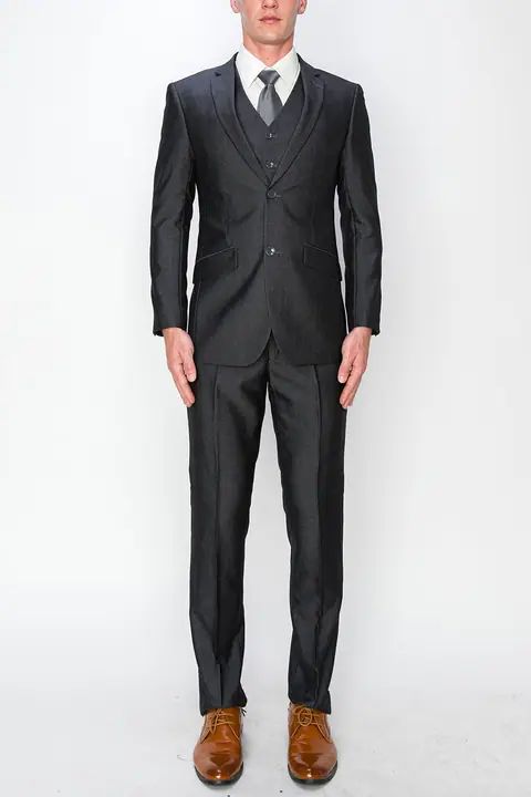 Charcoal 3 Piece Textured Suit