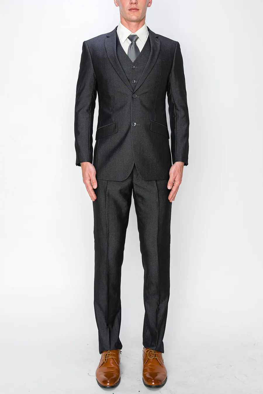 Charcoal 3 Piece Textured Suit