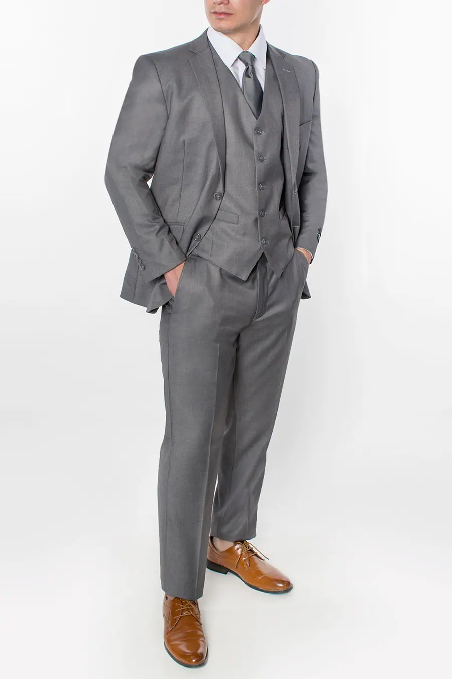 Light Grey 3 Piece Slim Fit Suit