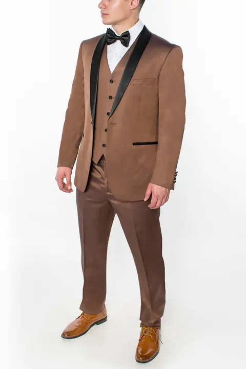 Brown 3 Piece Slim Fit Tuxedo