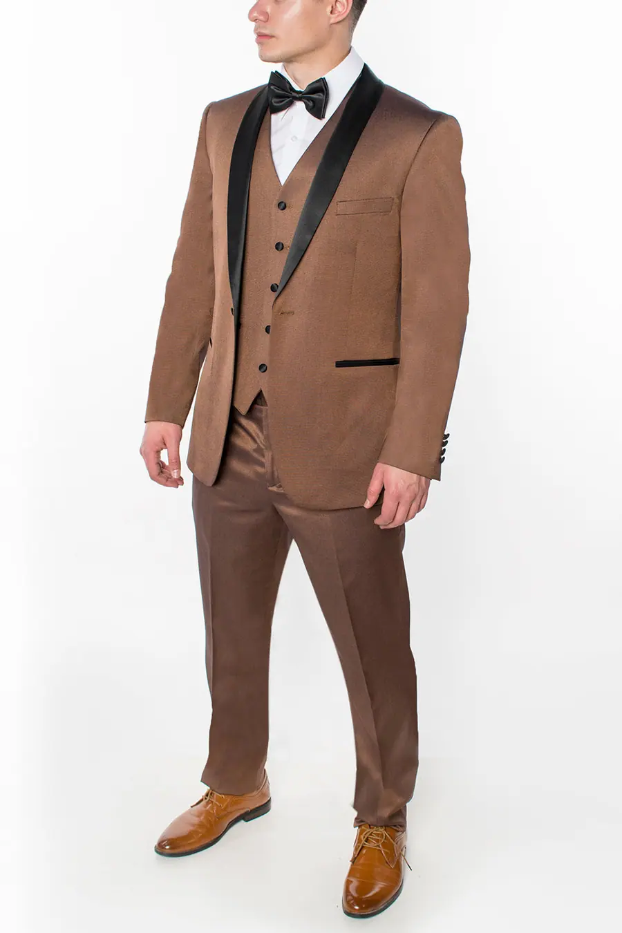 Brown 3 Piece Slim Fit Tuxedo