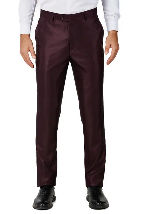 Shiny Maroon Slim Fit Dress Pants