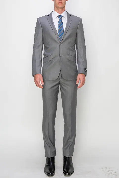 Light Grey 2 Piece Slim Fit Single Breasted Suit