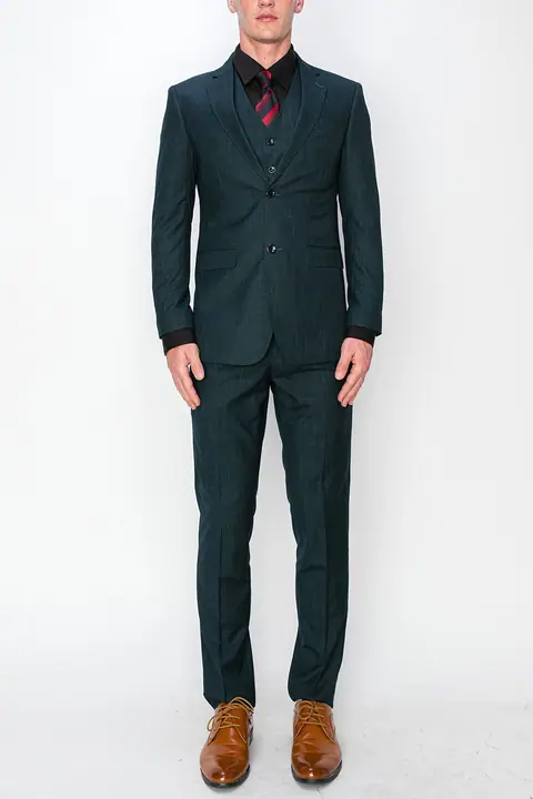 Green 3 Piece Textured Suit