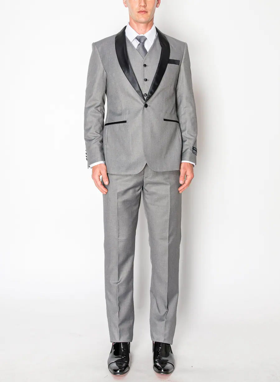 Grey 3 Piece Slim Fit Tuxedo