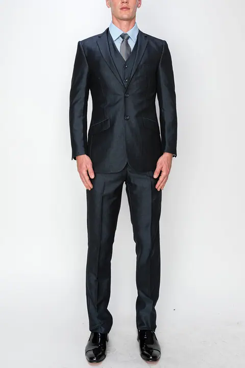 Midnight Blue 3 Piece Textured Suit