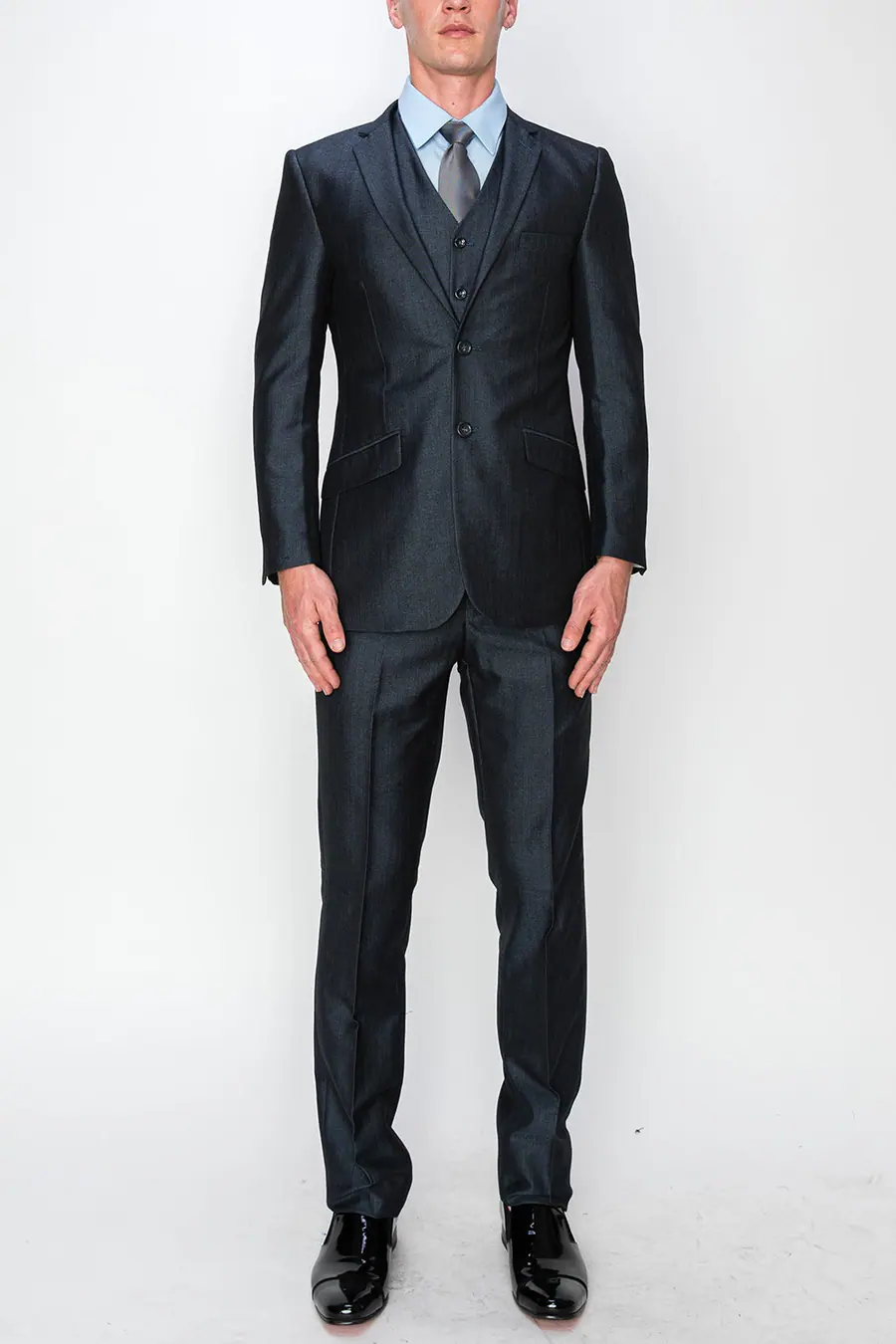 Midnight Blue 3 Piece Textured Suit