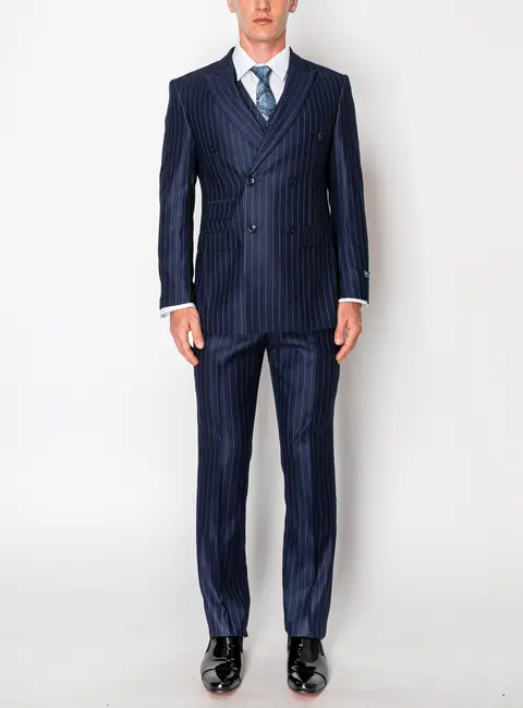 Navy 3 Piece Textured Suit