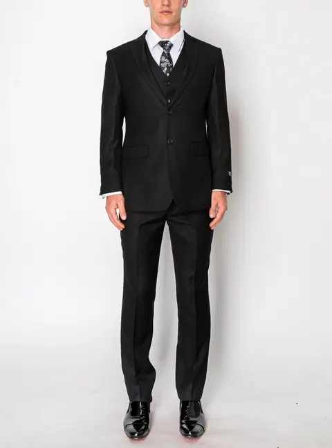 Black 3 Piece Textured Suit