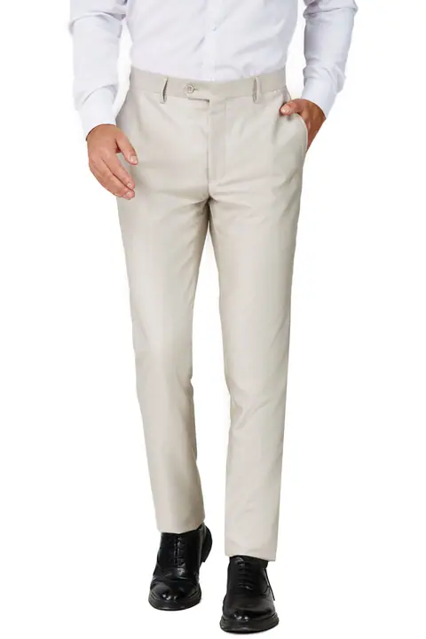 Beige Slim Fit Dress Pants