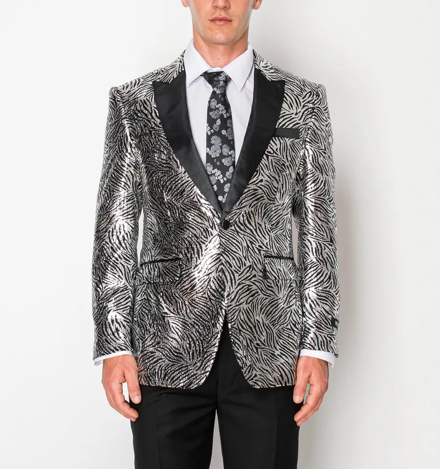 Shiny Silver Zebra Patterned Jacket