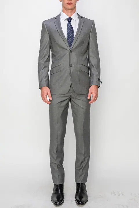 True Grey 2 Piece Slim Fit Single Breasted Suit