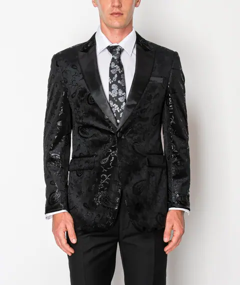 Shiny Black Patterned Jacket