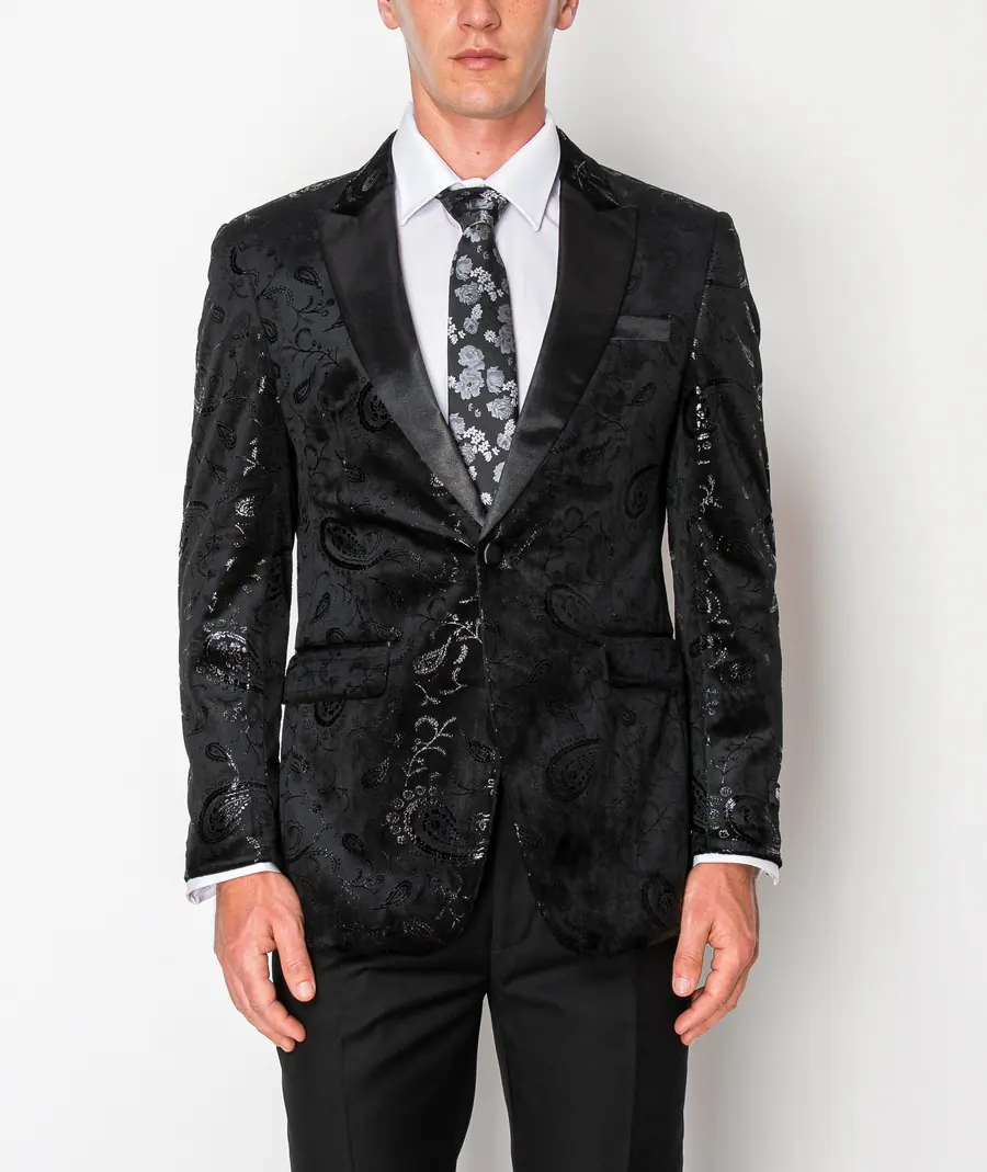 Shiny Black Patterned Jacket