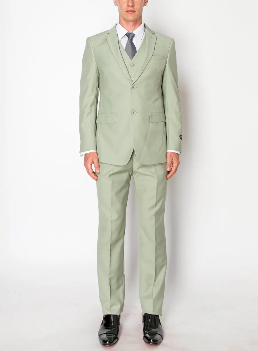 Green 3 Piece Slim Fit Suit
