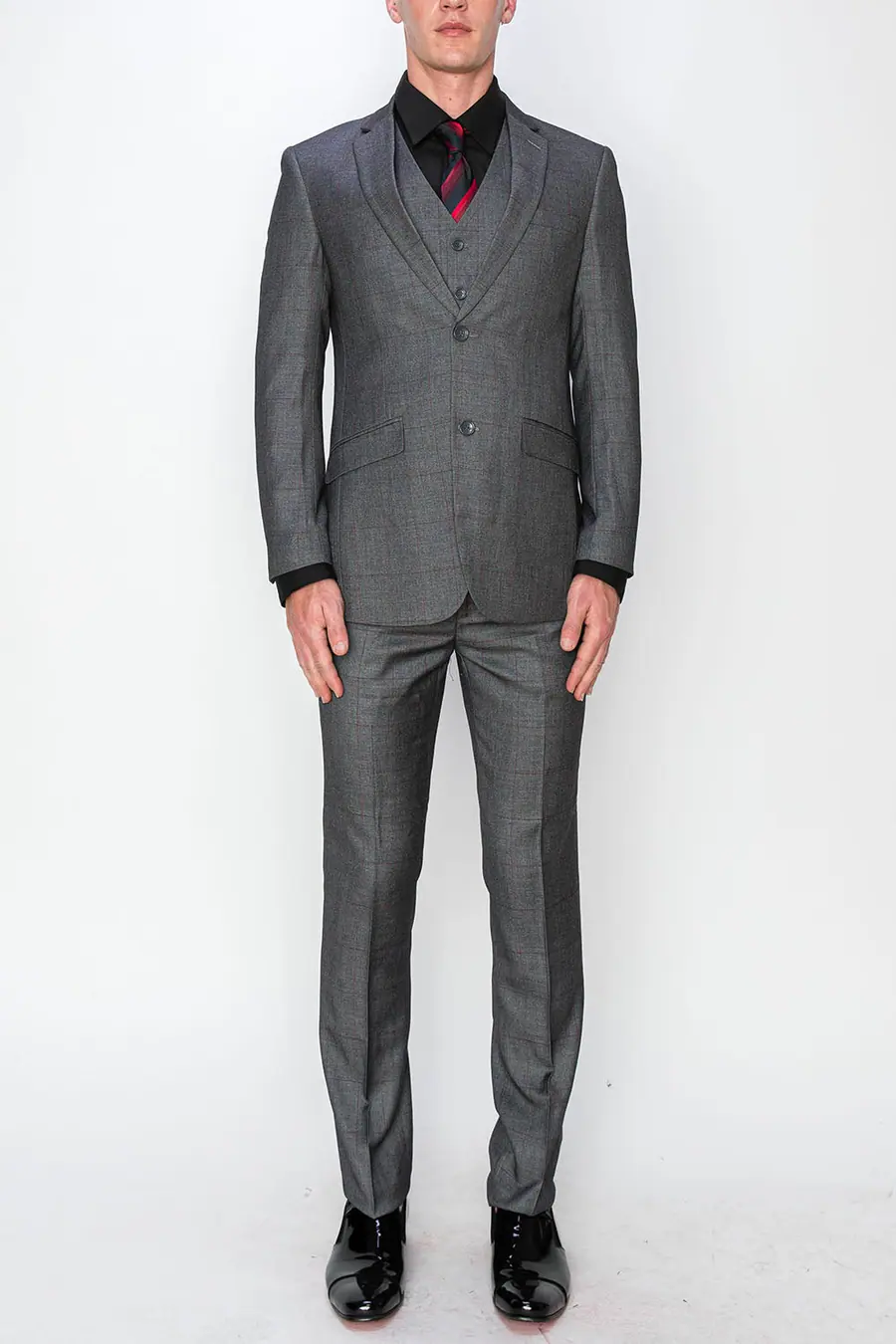 Grey 3 Piece Plaid Suit