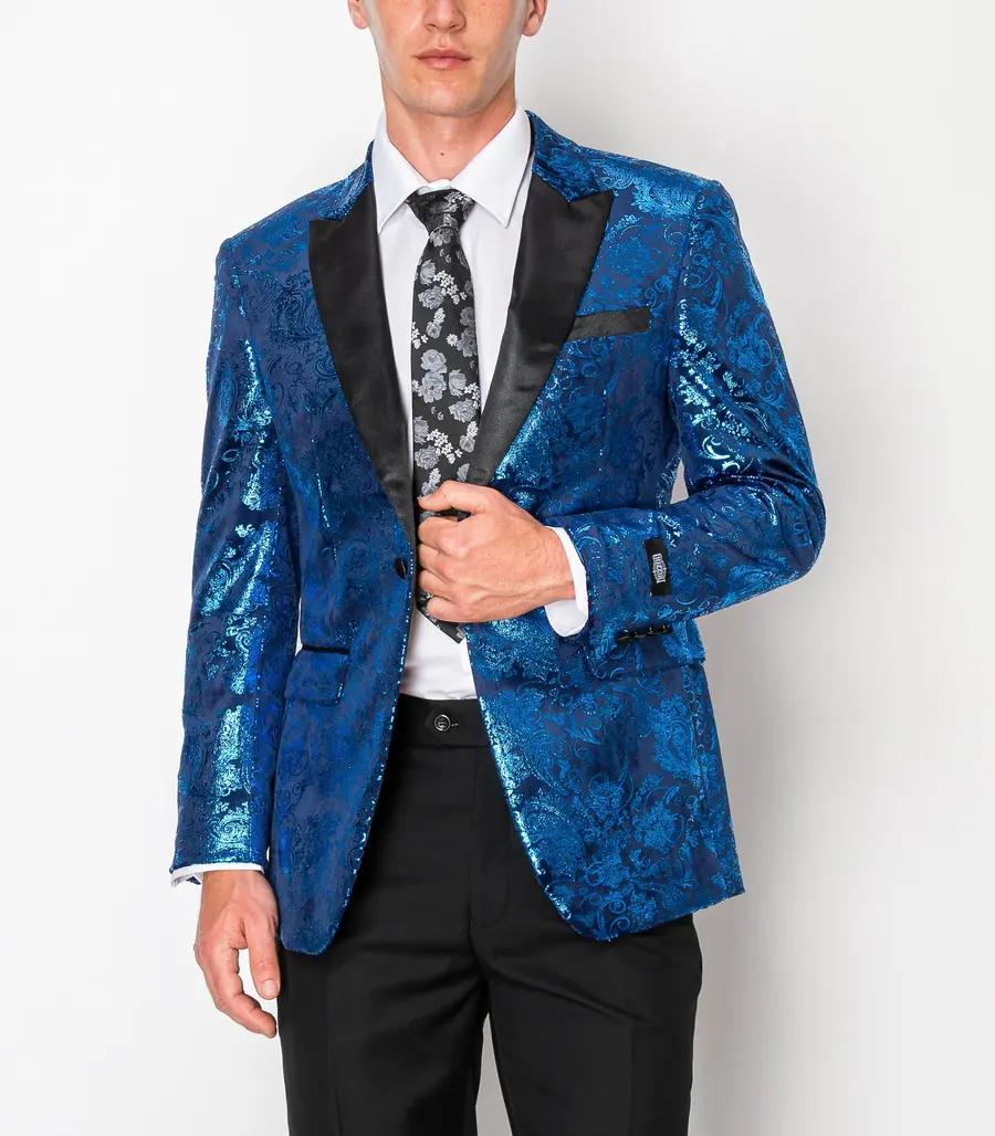 Shiny Blue Patterned Jacket