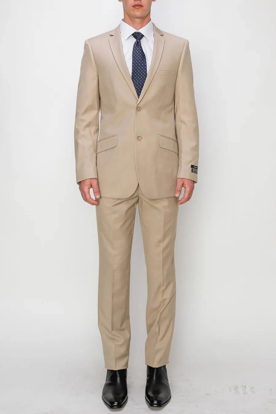 Beige 2 Piece Slim Fit Single Breasted Suit