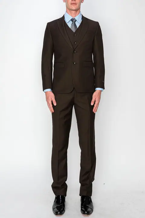 Brown 3 Piece Slim Fit Suit