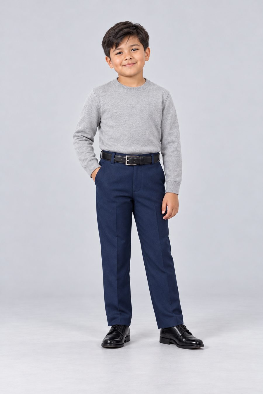 Navy Dress Pants — front view on model