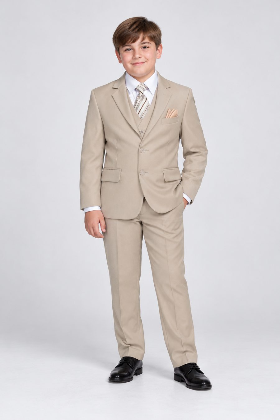 Beige Khaki Husky Suit — front view on model