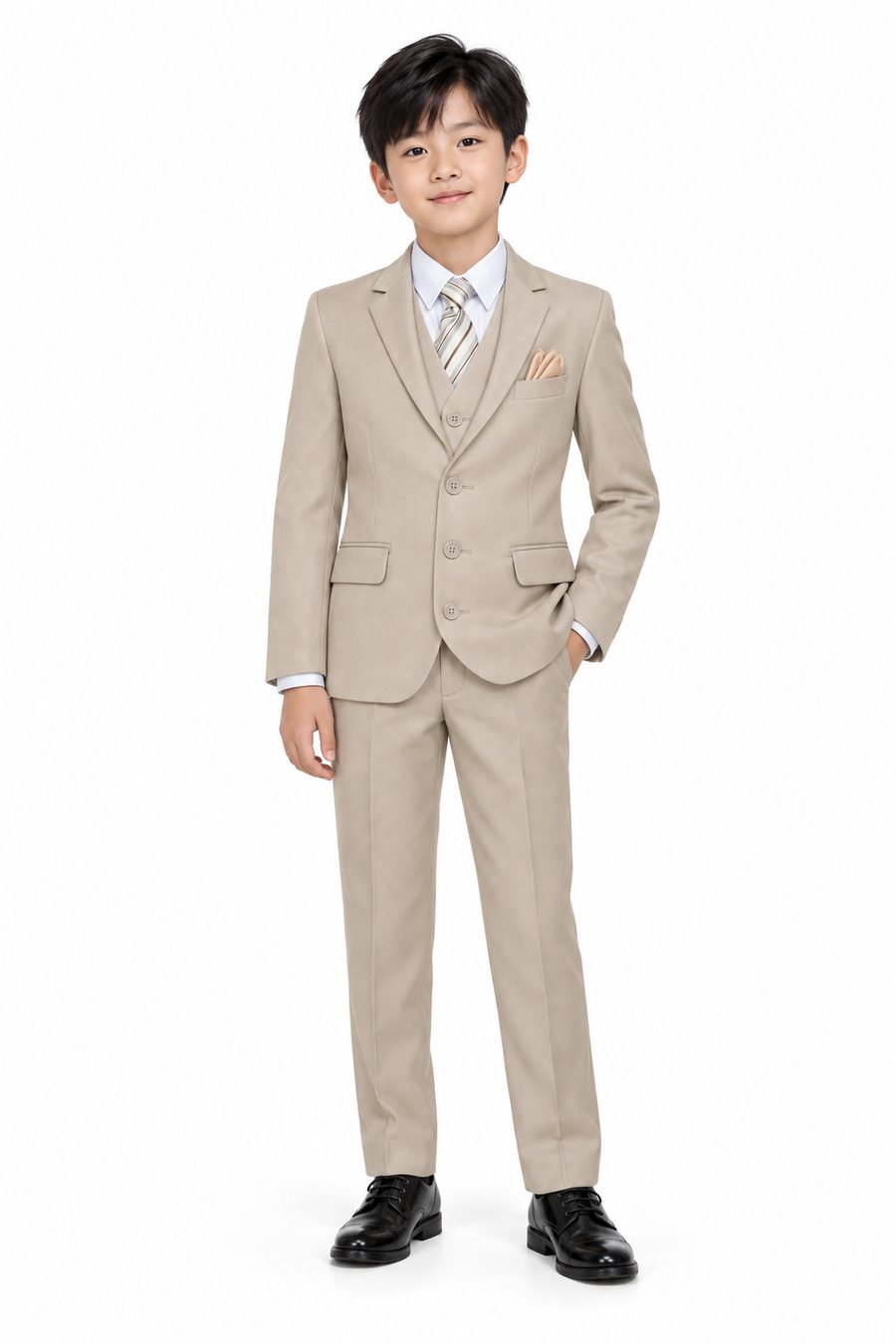Beige Khaki Slim Fit — front view on model