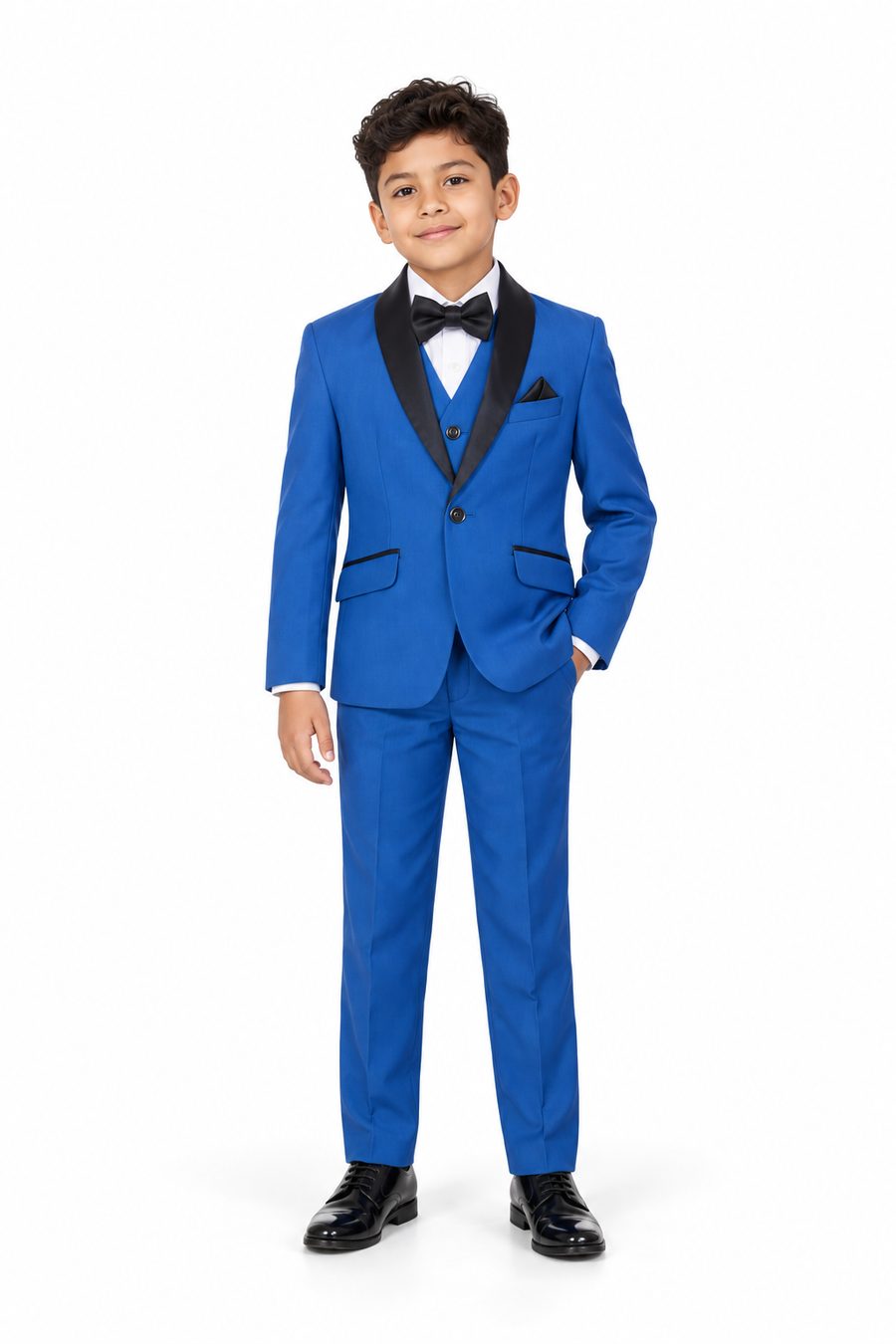 Royal Blue Tuxedo — front view on model