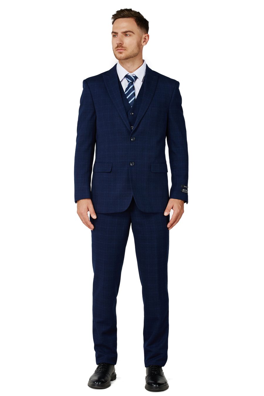 Navy plaid suit